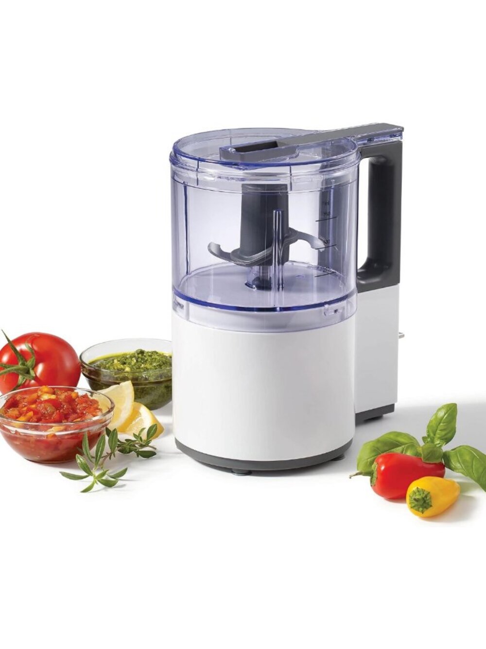 Compact 4-Cup Electric Food Processor with High/Low/Pulse Modes & Measuring